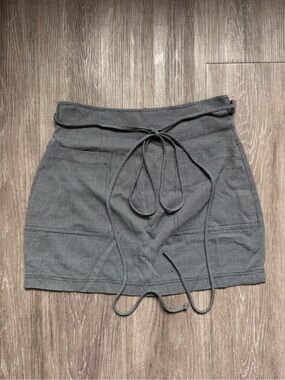 American Vintage Gray Mini Skirt with Front Tie
